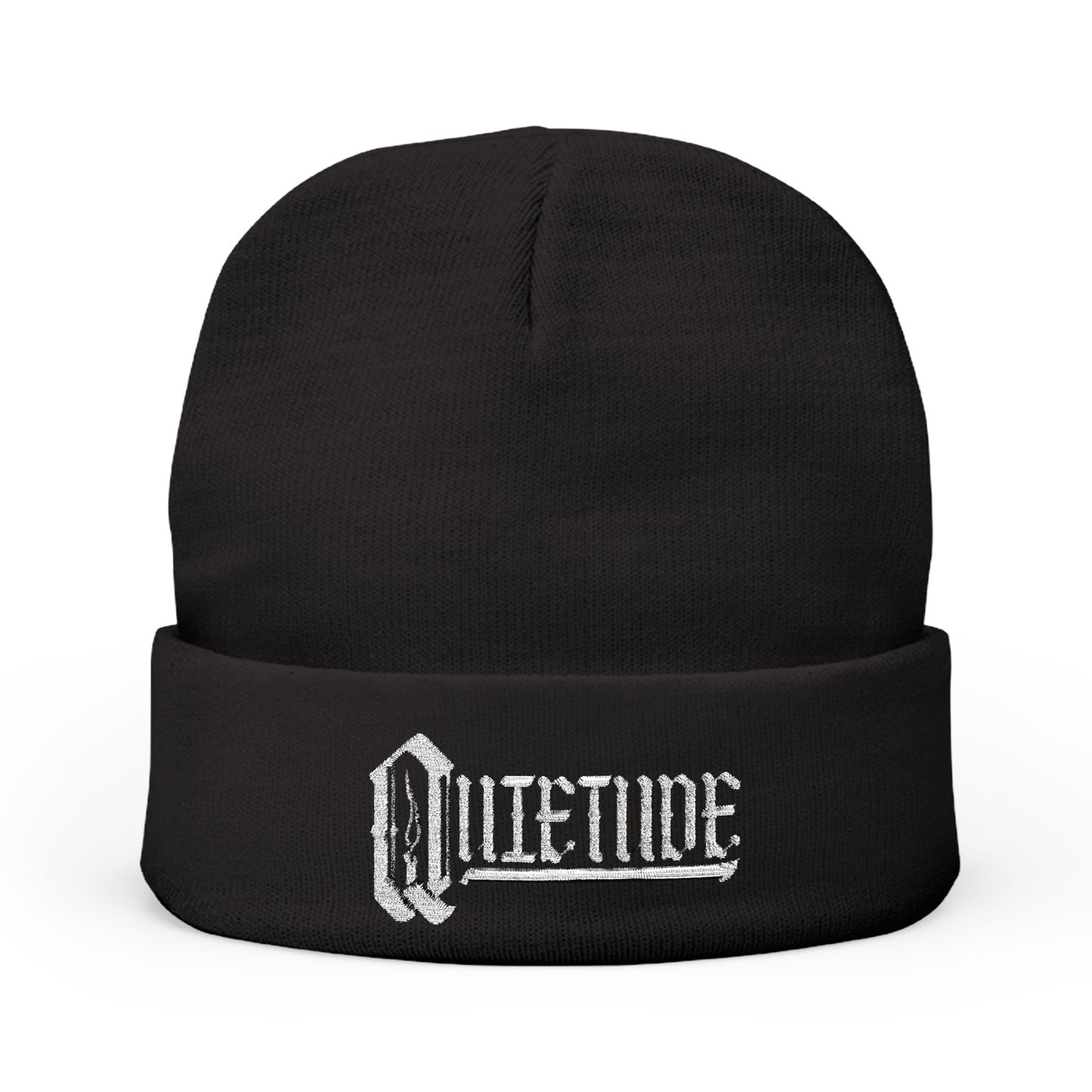 Quietude Embroidered Knit Beanie - Black